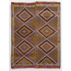 Colorful Geometric Design Anatolian Kilim Rug, Vintage Jijim