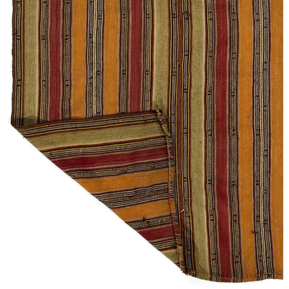 Vintage Handwoven Turkish Kilim, Warm-Toned Striped Flatweave Rug, 100% Wool Vintage Handwoven Turkish Kilim, Warm-Toned Striped Flatweave Rug, 100% Wool