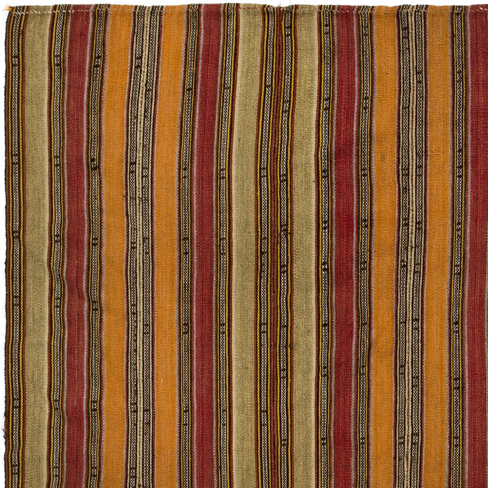 Vintage Handwoven Turkish Kilim, Warm-Toned Striped Flatweave Rug, 100% Wool Vintage Handwoven Turkish Kilim, Warm-Toned Striped Flatweave Rug, 100% Wool