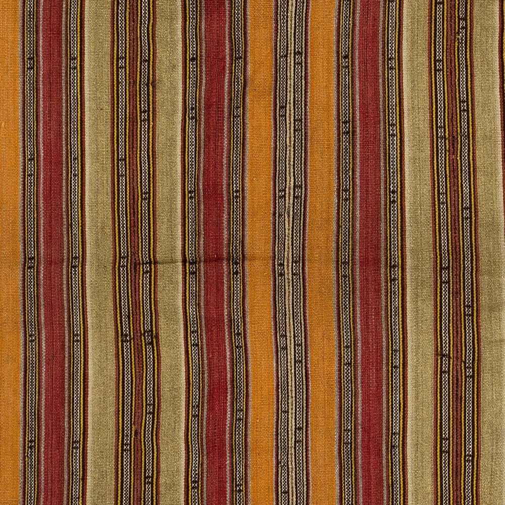 Vintage Handwoven Turkish Kilim, Warm-Toned Striped Flatweave Rug, 100% Wool Vintage Handwoven Turkish Kilim, Warm-Toned Striped Flatweave Rug, 100% Wool