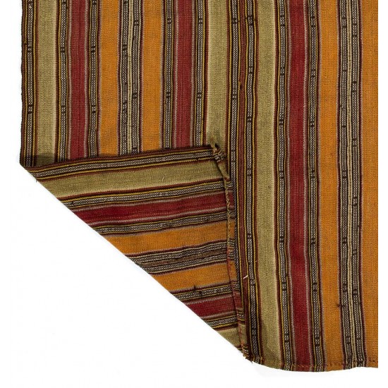 Vintage Turkish Kilim, Banded Flat-Weave Rug