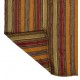 Vintage Turkish Kilim, Banded Flat-Weave Rug