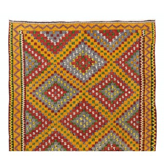 Dazzling Vintage Anatolian Kilim. Flatweave Rug. Red, Yellow, Green, Gray Colors Dazzling Vintage Anatolian Kilim. Flatweave Rug. Red, Yellow, Green, Gray Colors