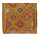 Dazzling Vintage Anatolian Kilim. Flatweave Rug. Red, Yellow, Green, Gray Colors