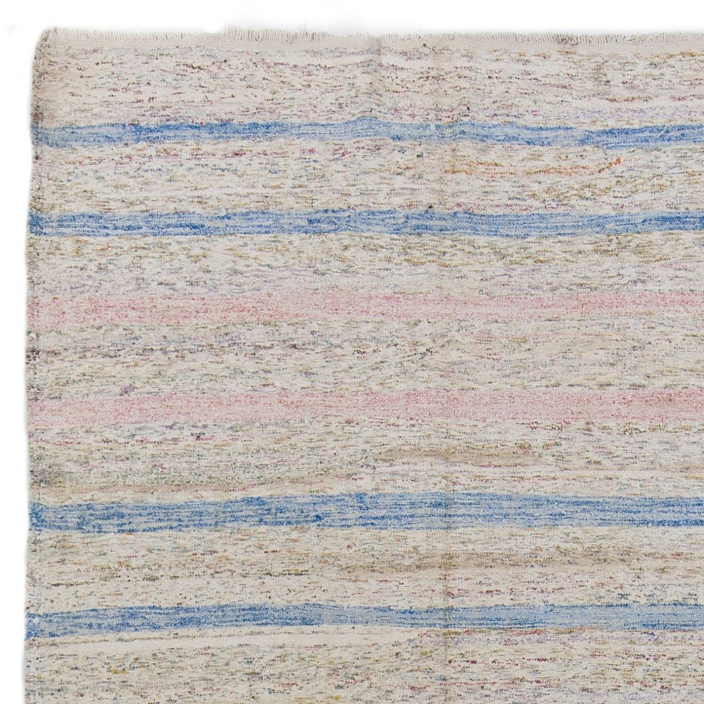 Nomadic Vintage Hand-Woven Runner Kilim, Flat-Weave Rug in Soft Colors