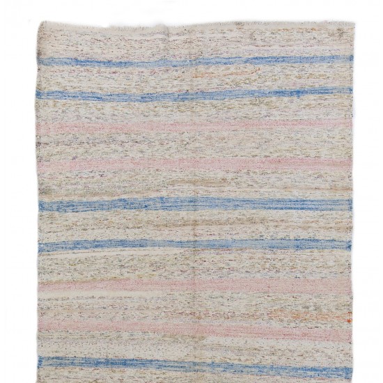 Nomadic Vintage Hand-Woven Runner Kilim, Flat-Weave Rug in Soft Colors