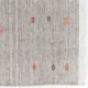 Vintage Handwoven Turkish Kilim, Neutral Gray Flatweave Wool Rug with Colorful Motifs