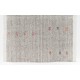 Vintage Goat Hair and Hemp Kilim, Handmade Turkish Kilim Rug in Gray Color