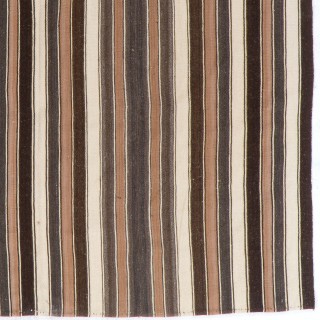 Vintage Handwoven Turkish Kilim, Vertical Banded Flatweave Rug, 100% Wool