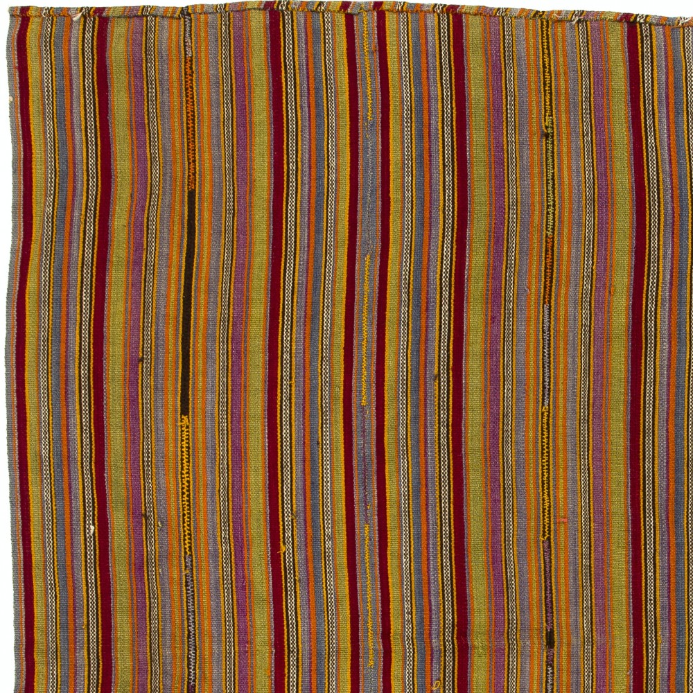 Vintage Handwoven Turkish Kilim, Colorful Striped Flatweave Rug, 100% Wool Vintage Handwoven Turkish Kilim, Colorful Striped Flatweave Rug, 100% Wool