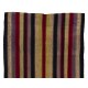 Multicolored Banded Vintage Kilim Rug, Hand-Woven Turkish Wool Carpet