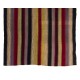 Multicolored Banded Vintage Kilim Rug, Hand-Woven Turkish Wool Carpet