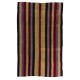 Multicolored Banded Vintage Kilim Rug, Hand-Woven Turkish Wool Carpet