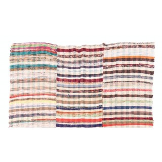 Colorful Cotton Kilim, Flat-Weave Rag Rug Colorful Cotton Kilim, Flat-Weave Rag Rug