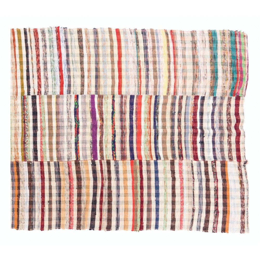 Colorful Cotton Kilim, Flat-Weave Rag Rug