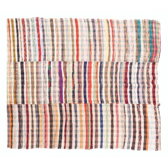 Colorful Cotton Kilim, Flat-Weave Rag Rug