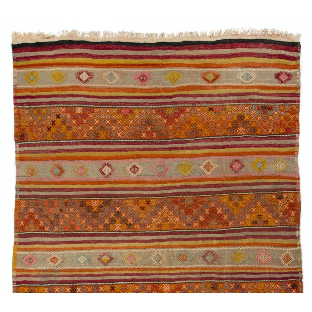 Nomadic Anatolian Kilim, Flat-Woven Wool Rug