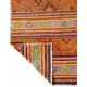Vintage Handwoven Turkish Kilim, Colorful Striped Flatweave Rug with Geometric Motifs, 100% Wool