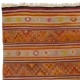 Vintage Handwoven Turkish Kilim, Colorful Striped Flatweave Rug with Geometric Motifs, 100% Wool