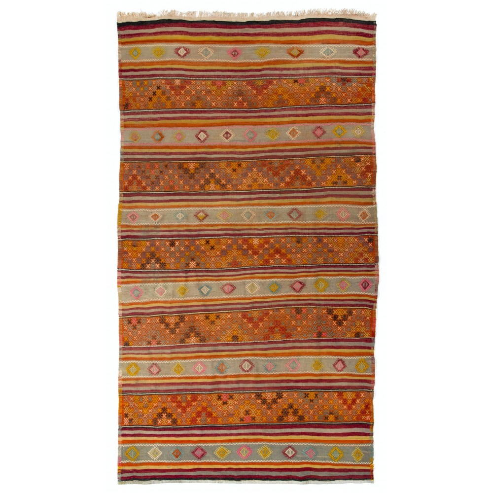 Nomadic Anatolian Kilim, Flat-Woven Wool Rug