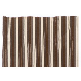 Hand-woven Vintage Anatolian Kilim (Flat-weave) with Vertical Bands, All Wool Hand-woven Vintage Anatolian Kilim (Flat-weave) with Vertical Bands, All Wool