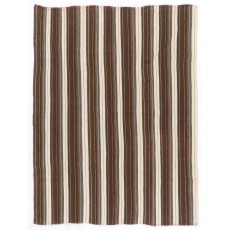 Hand-woven Vintage Anatolian Kilim (Flat-weave) with Vertical Bands, All Wool