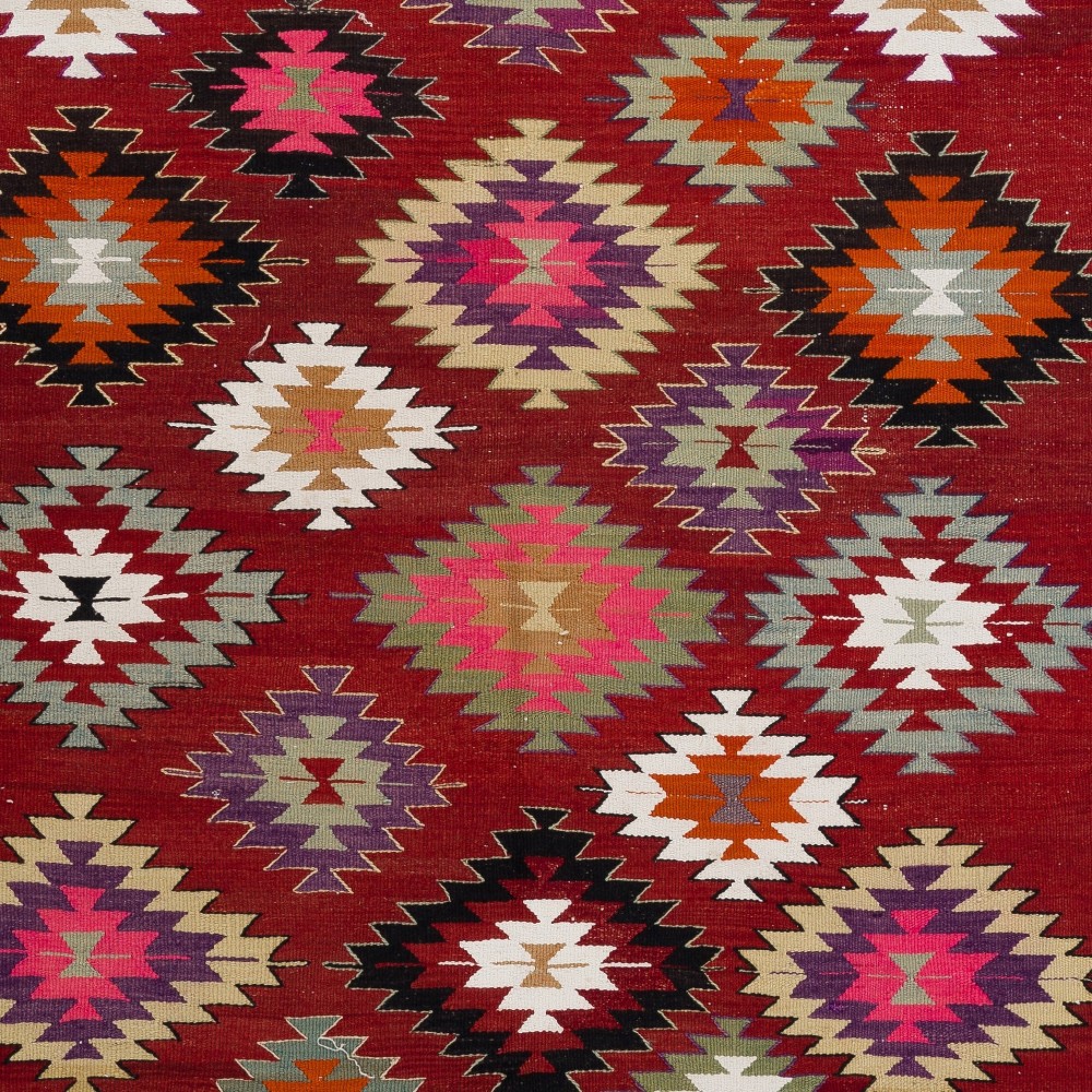 Colorful Vintage Anatolian Kilim, Flat-Weave Rug