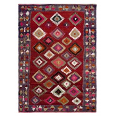 Colorful Vintage Anatolian Kilim, Flat-Weave Rug