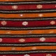 Banded Vintage Handmade Anatolian Kilim, Flat-weave Rug, Red, Orange & Black colors