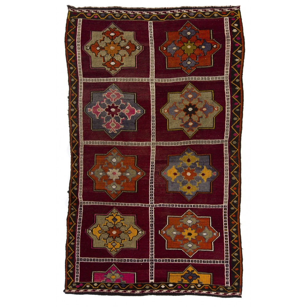 Hand-woven Turkish Kilim, Vintage Flat-Weave Rug