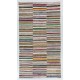 Colorful Vintage Banded Cotton Kilim, Flat-Weave Rag Rug. Adjustable