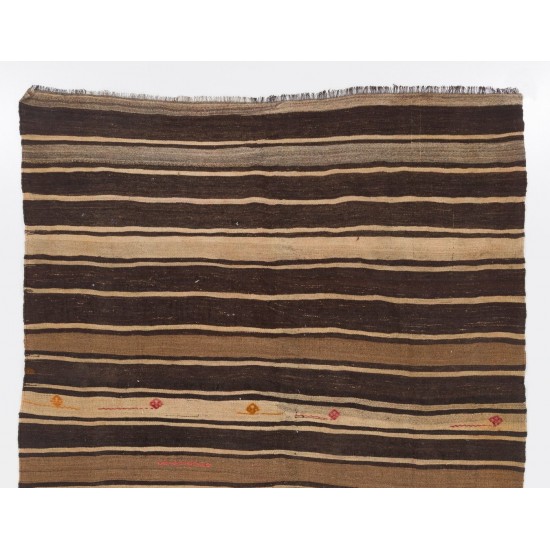 Banded Vintage Anatolian Kilim Rug. 100% Wool