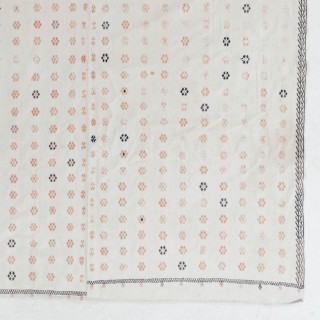 Vintage Handwoven Turkish Cotton Kilim, Ivory Flatweave Rug with Small Geometric Motifs
