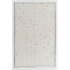 Vintage Cotton Kilim, Flat-Weave Rug in Floral Design