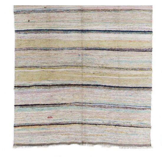 Cotton Turkish Kilim in Pastel Colors