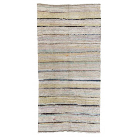 Cotton Turkish Kilim in Pastel Colors