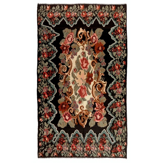 Handmade Bessarabian Kilim, Floral Rug. Vintage Tapestry. All Wool Handmade Bessarabian Kilim, Floral Rug. Vintage Tapestry. All Wool