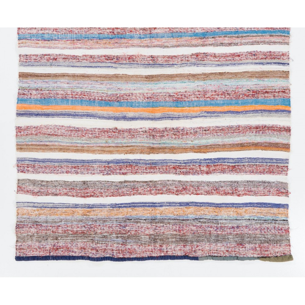 Banded Hand-woven Vintage Central Anatolian Kilim (Flat-weave), All Cotton