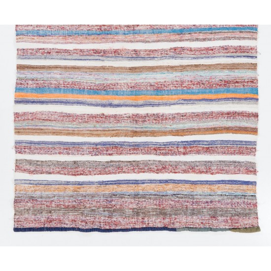 Banded Hand-woven Vintage Central Anatolian Kilim (Flat-weave), All Cotton