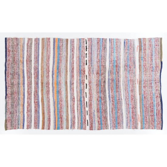 Banded Hand-woven Vintage Central Anatolian Kilim (Flat-weave), All Cotton