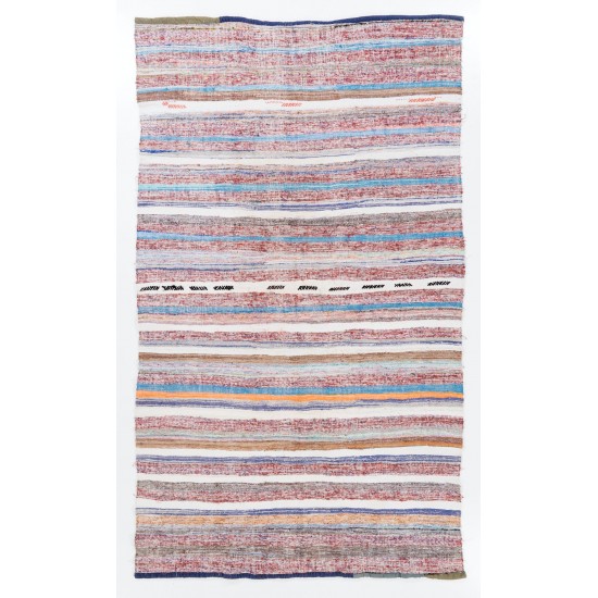 Banded Hand-woven Vintage Central Anatolian Kilim (Flat-weave), All Cotton
