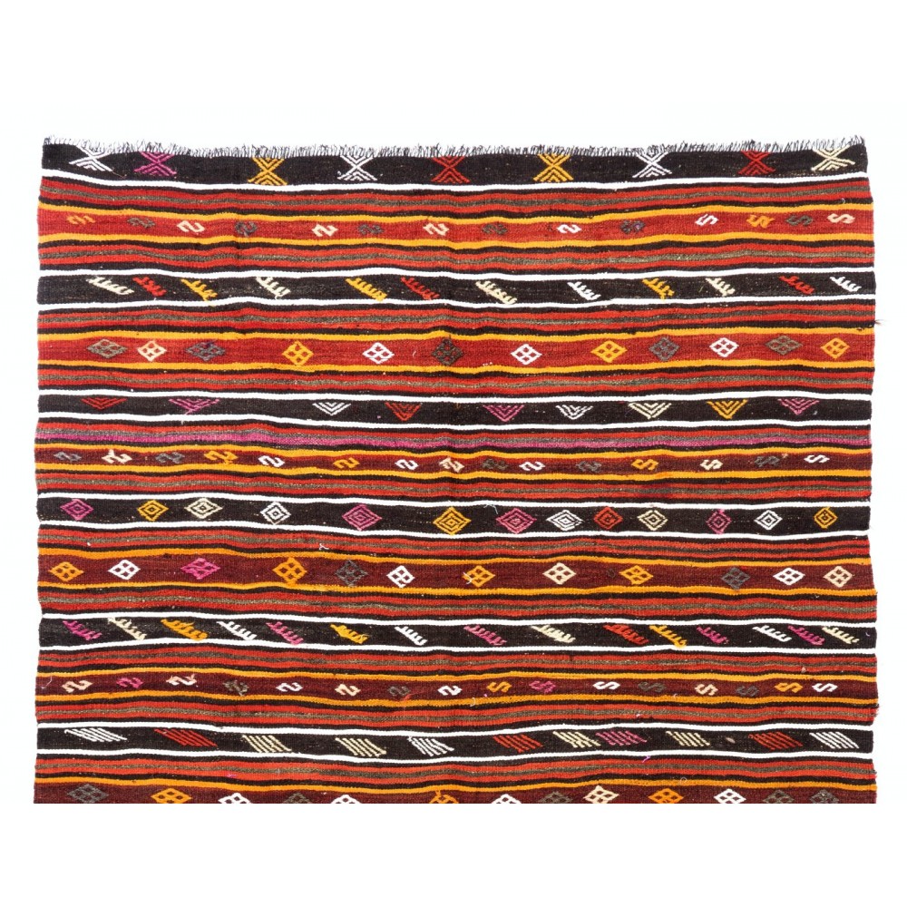 Striped Vintage Kilim, Double Sided Flat-Weave Rug