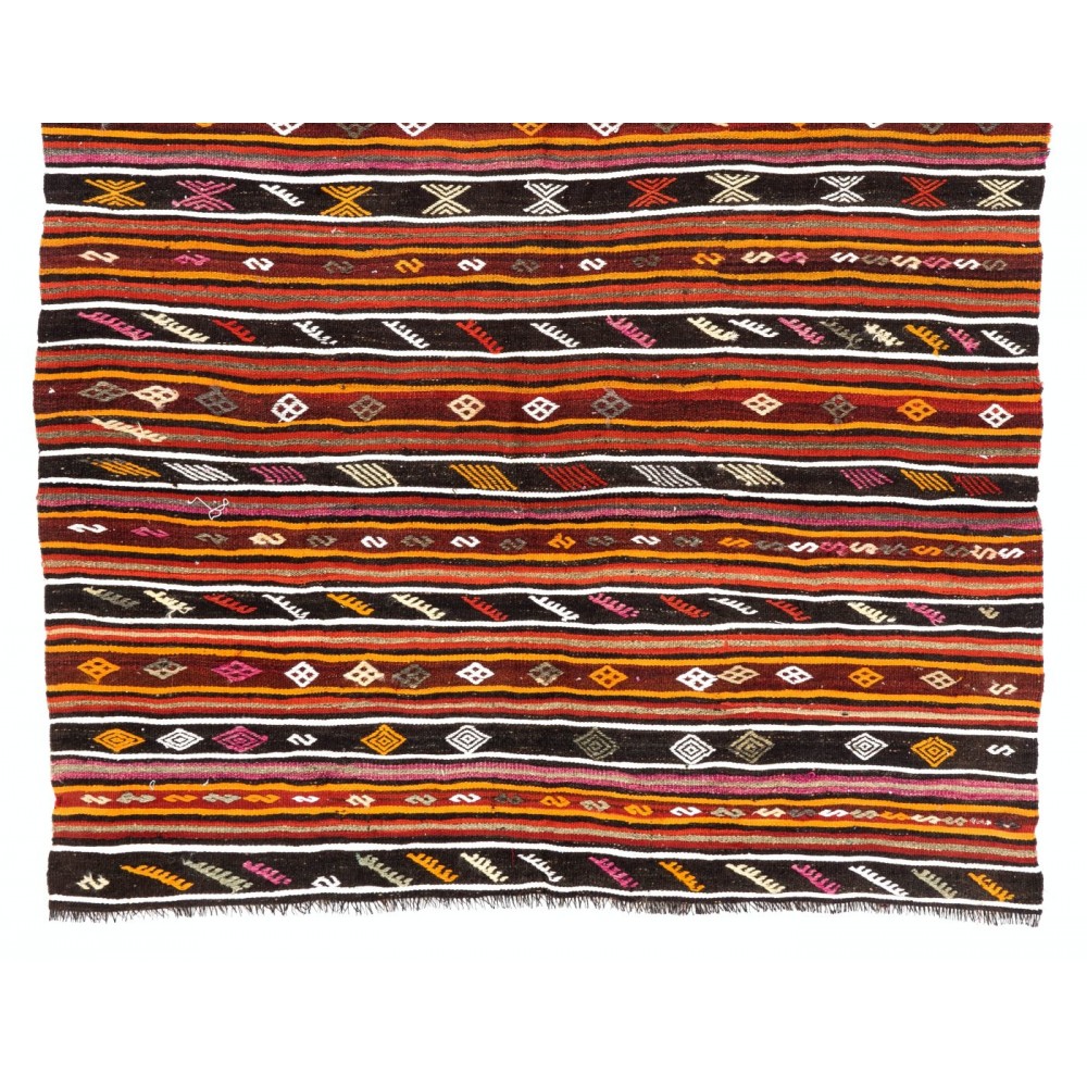 Striped Vintage Kilim, Double Sided Flat-Weave Rug