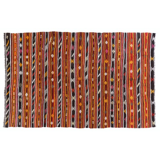 Striped Vintage Kilim, Double Sided Flat-Weave Rug