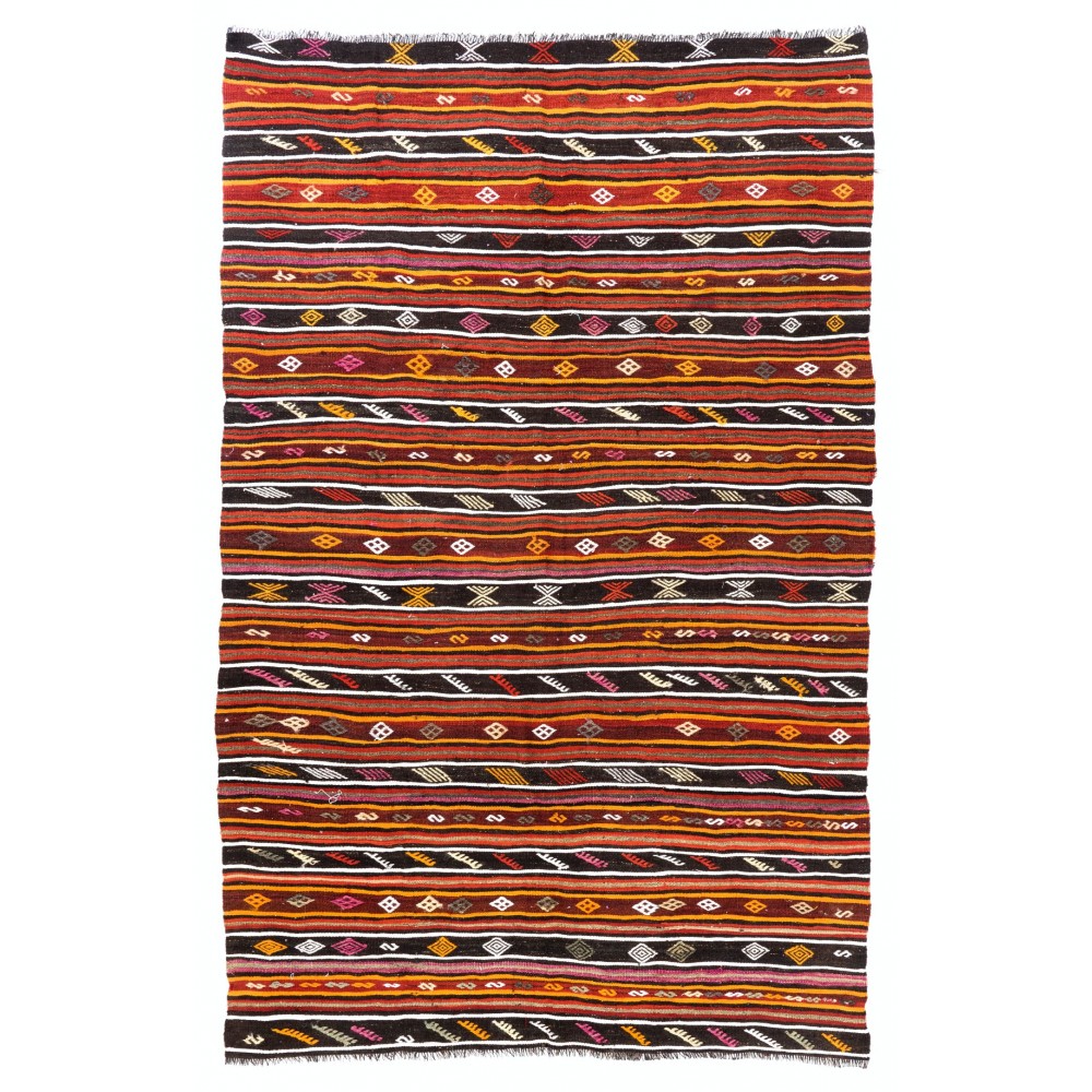 Striped Vintage Kilim, Double Sided Flat-Weave Rug