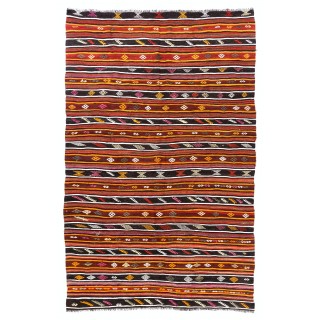 Striped Vintage Kilim, Double Sided Flat-Weave Rug