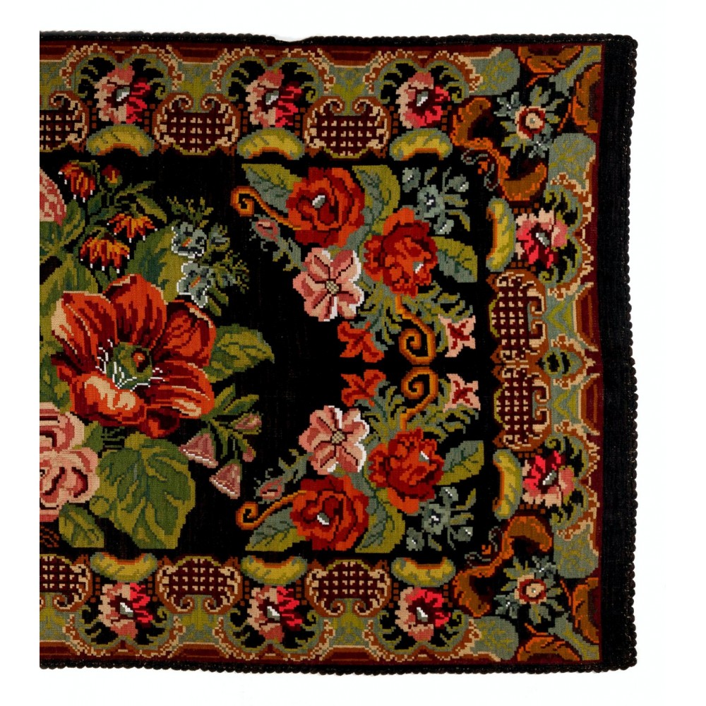 Unique Vintage Eastern European Bessarabian Kilim Rug. Floral Pattern Handmade Tapestry. 100% Wool