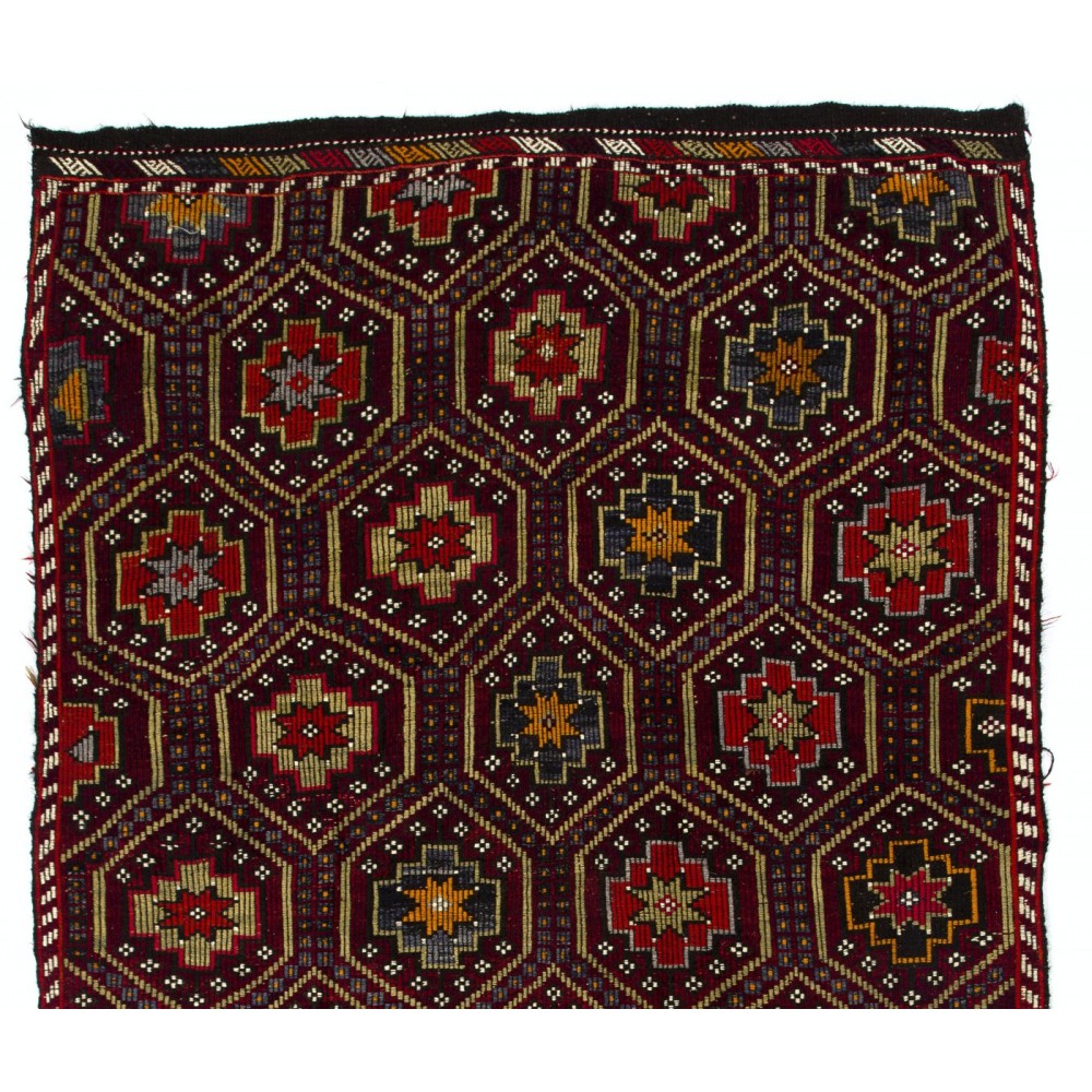 Vintage Anatolian Jajim Kilim Rug. One of a Kind Hand-woven Carpet
