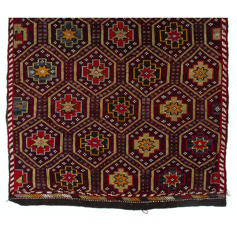 Vintage Anatolian Jajim Kilim Rug. One of a Kind Hand-woven Carpet