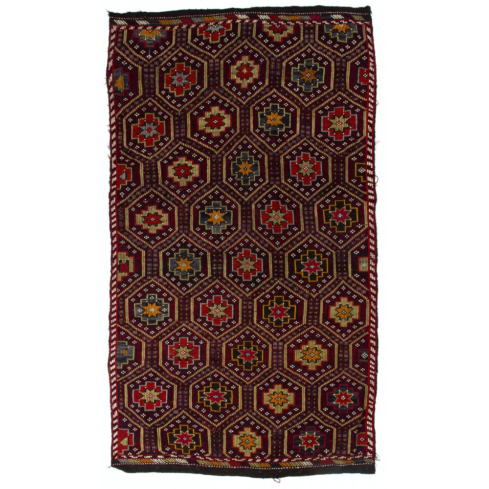 Vintage Anatolian Jajim Kilim Rug. One of a Kind Hand-woven Carpet